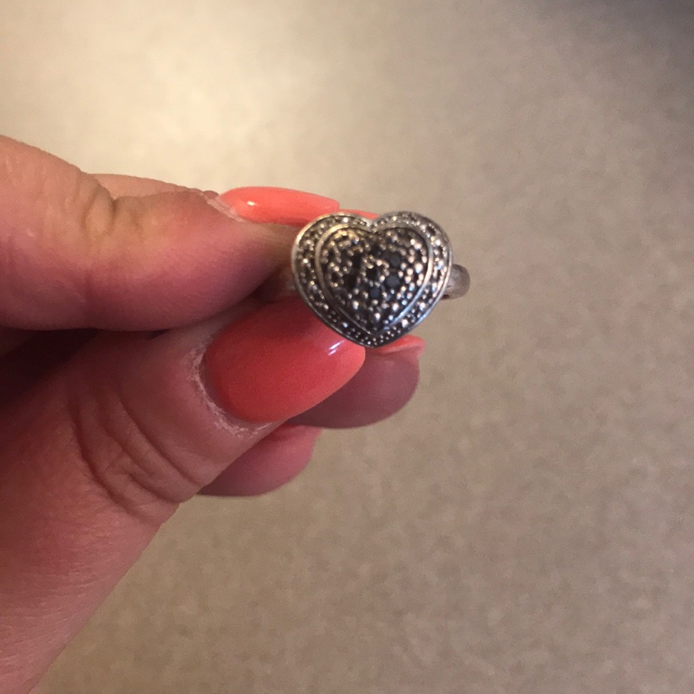 Black diamond heart ring